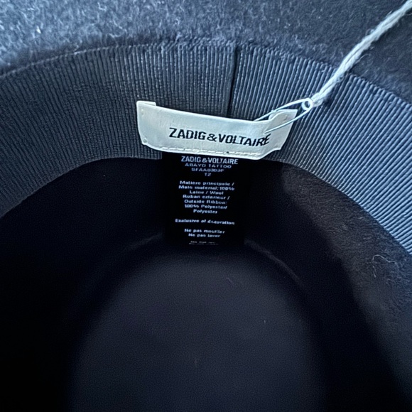 Zadig & Voltaire Black Wool Fedora Hat Abayo Tattoo Size 2 - Picture 5 of 9